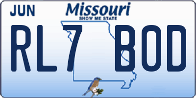 MO license plate RL7B0D
