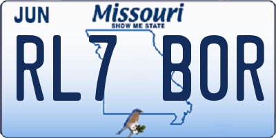 MO license plate RL7B0R