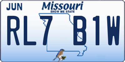 MO license plate RL7B1W