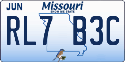 MO license plate RL7B3C
