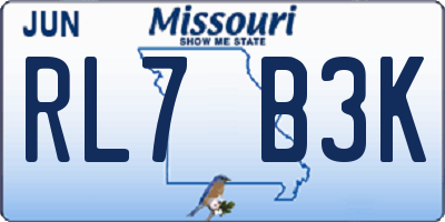 MO license plate RL7B3K