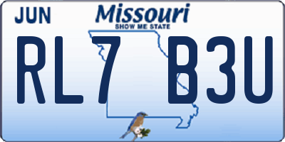 MO license plate RL7B3U