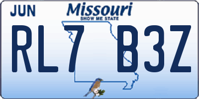 MO license plate RL7B3Z