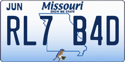 MO license plate RL7B4D