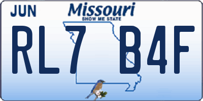 MO license plate RL7B4F
