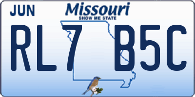 MO license plate RL7B5C