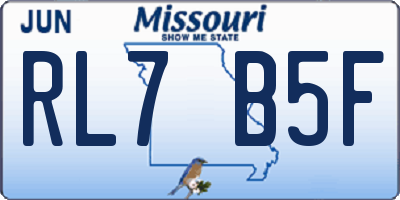 MO license plate RL7B5F
