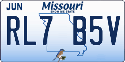 MO license plate RL7B5V