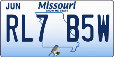 MO license plate RL7B5W
