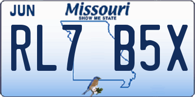 MO license plate RL7B5X