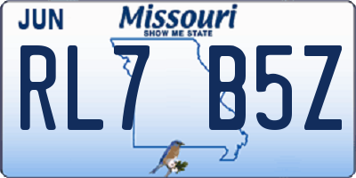 MO license plate RL7B5Z