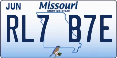MO license plate RL7B7E