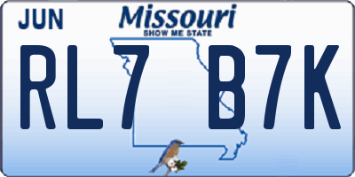MO license plate RL7B7K