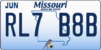 MO license plate RL7B8B