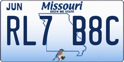 MO license plate RL7B8C