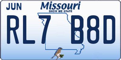 MO license plate RL7B8D