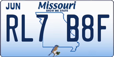 MO license plate RL7B8F
