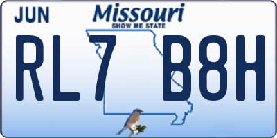 MO license plate RL7B8H
