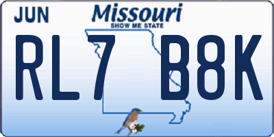 MO license plate RL7B8K