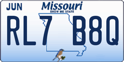 MO license plate RL7B8Q