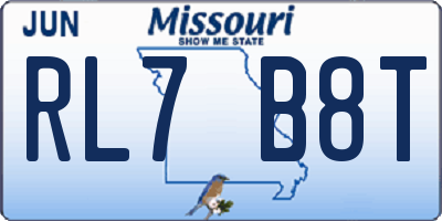 MO license plate RL7B8T