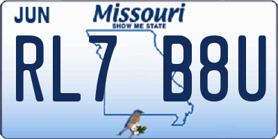 MO license plate RL7B8U