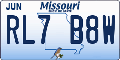 MO license plate RL7B8W