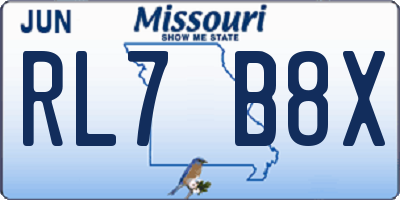 MO license plate RL7B8X