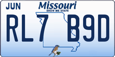 MO license plate RL7B9D
