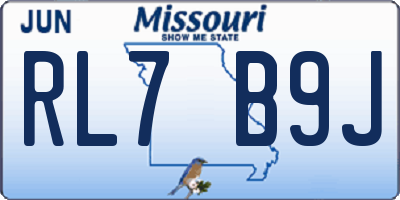 MO license plate RL7B9J