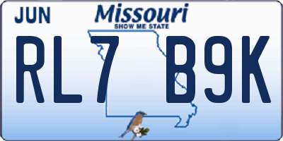 MO license plate RL7B9K