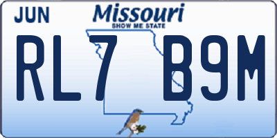 MO license plate RL7B9M