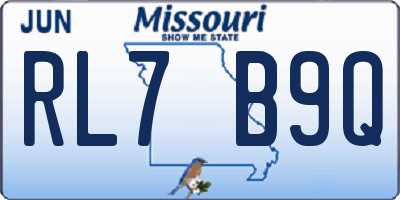 MO license plate RL7B9Q