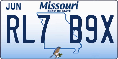 MO license plate RL7B9X
