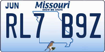 MO license plate RL7B9Z