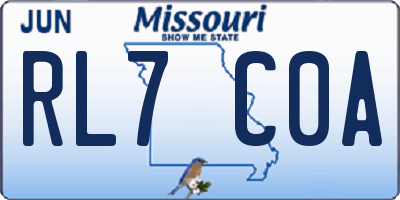 MO license plate RL7C0A