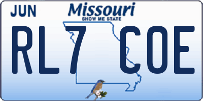 MO license plate RL7C0E