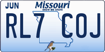 MO license plate RL7C0J