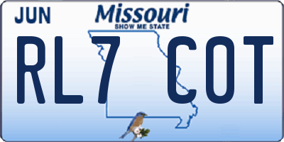 MO license plate RL7C0T