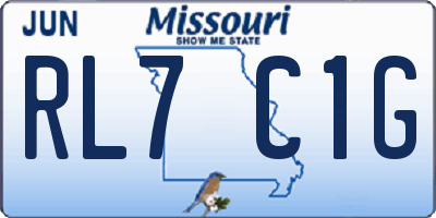 MO license plate RL7C1G