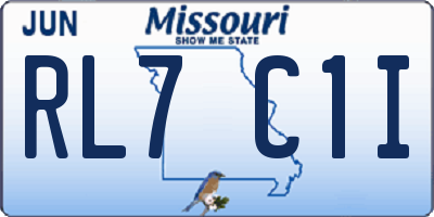 MO license plate RL7C1I