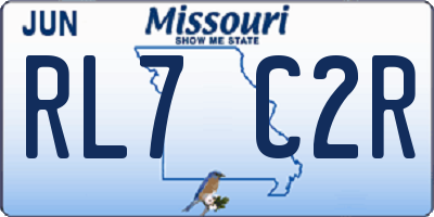 MO license plate RL7C2R