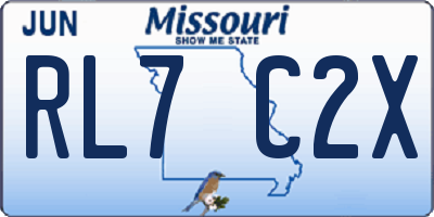 MO license plate RL7C2X