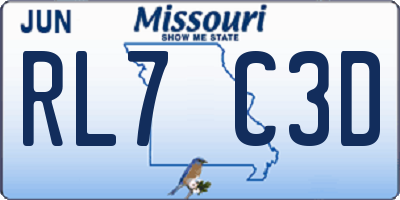 MO license plate RL7C3D