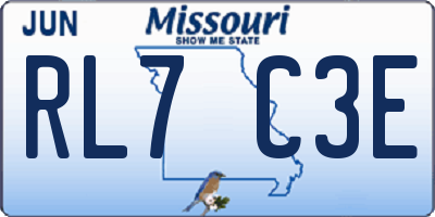 MO license plate RL7C3E