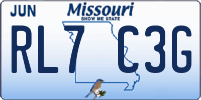 MO license plate RL7C3G