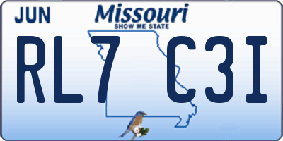 MO license plate RL7C3I