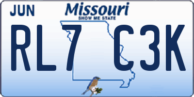 MO license plate RL7C3K