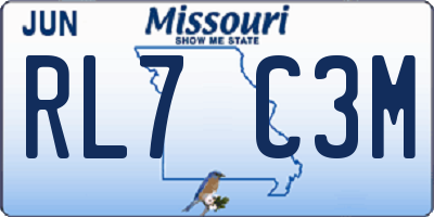 MO license plate RL7C3M