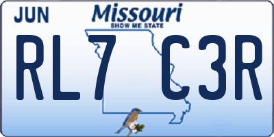 MO license plate RL7C3R